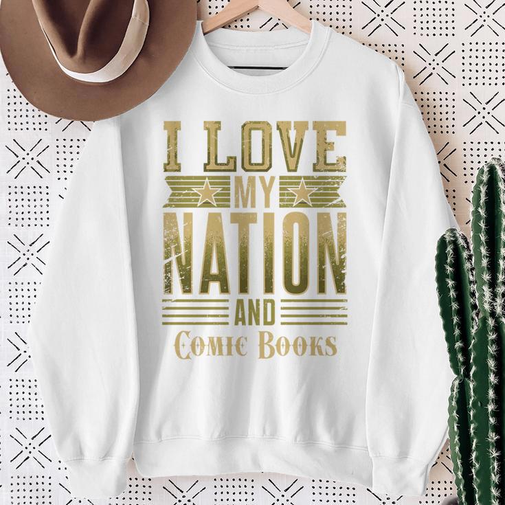 I Love My Nation And Comic Books – Patriotic American Premium Tri-Blend Sweatshirt Gifts for Old Women