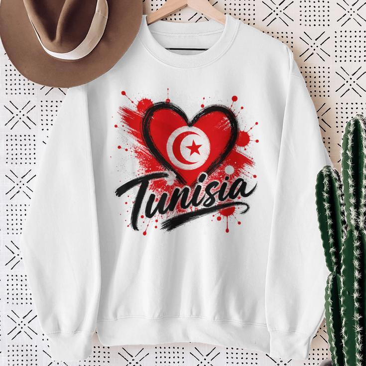I Love Tunisia 旅行旗 ハート ツーリスト バケーション デザイン スウェットシャツ 年配の女性への贈り物