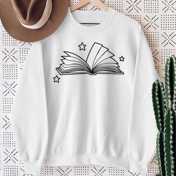 Magic Book With Stars Line Art Sweatshirt Gifts for Old Women