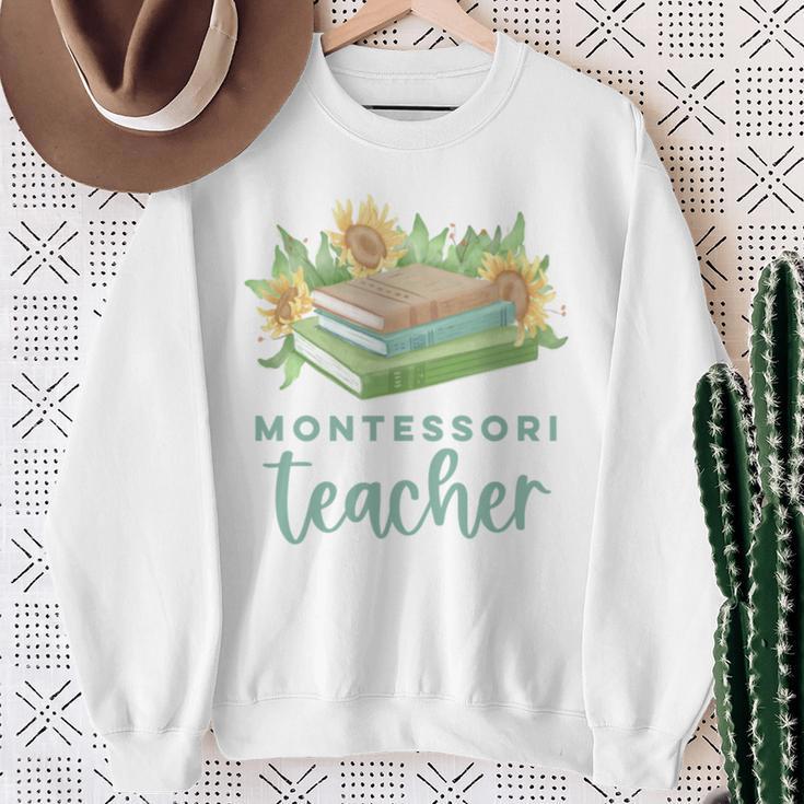 Montessori Teacher Books Sunflowers School Education Learn Sweatshirt Gifts for Old Women