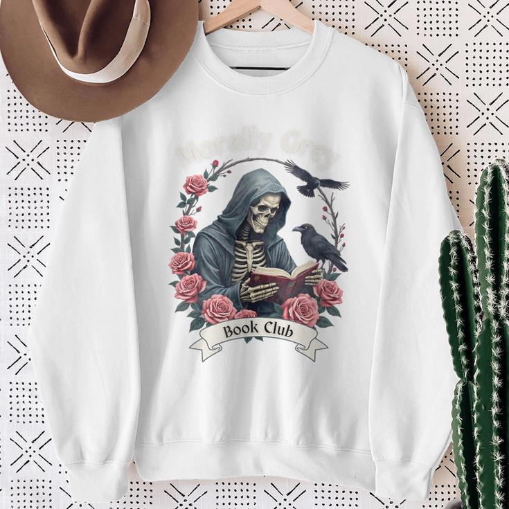 Morally Grey Book Club Gothic Skeleton And Raven Vintage Premium Tri-Blend Sweatshirt Gifts for Old Women