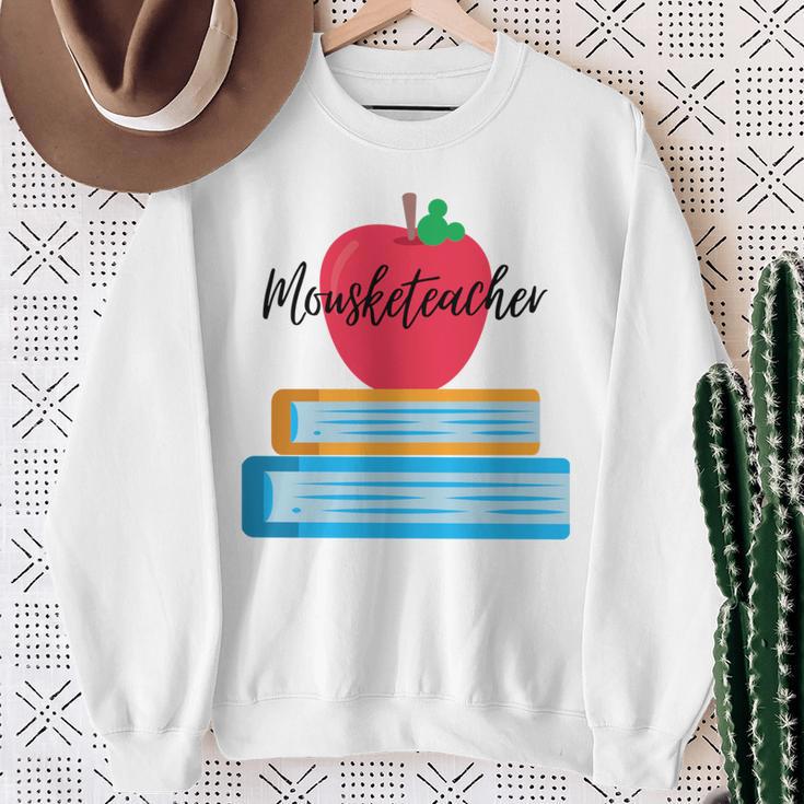 Mouseketeacher A Magical Apple And Books Theme For Teachers Sweatshirt Gifts for Old Women Mouseketeacher A Magical Apple And Books Theme For Teachers Sweatshirt Gifts for Old Women
