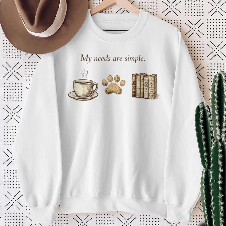 My Needs Are Simple Coffee Paw And Books Vintage Sweatshirt Gifts for Old Women My Needs Are Simple Coffee Paw And Books Vintage Sweatshirt Gifts for Old Women