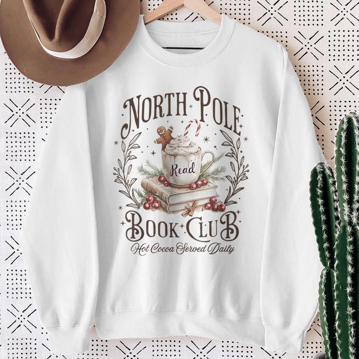 North Pole Readers Club Bookish Xmas Santa Book Reading Sweatshirt Gifts for Old Women