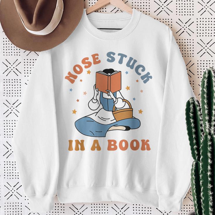 Nose Stuck In A Book Book Lover Sweatshirt Gifts for Old Women Nose Stuck In A Book Book Lover Sweatshirt Gifts for Old Women