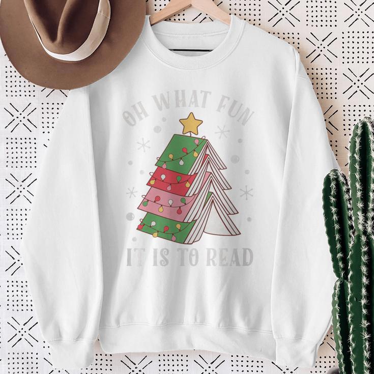Oh What Fun It Is To Read Book Christmas Tree Premium Tri-Blend Sweatshirt Gifts for Old Women
