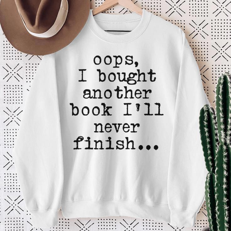 Oops I Bought Another Book I'Ll Never Finish Book Love Comfort Colors Crop Top Sweatshirt Gifts for Old Women