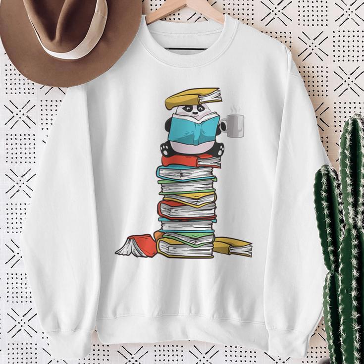 Panda Bear Loves Reading Illustration For A Book Nerd Sweatshirt Gifts for Old Women