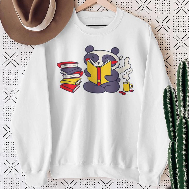 Panda Reading Bear Read Books Cute Sweatshirt Gifts for Old Women
