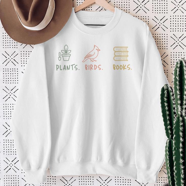 Plants Birds Books Lover Bird Watching Outfit For Bird Nerd Sweatshirt Gifts for Old Women