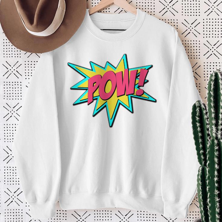 Pow Retro Comic Book Art Superhero Bubble Premium Sweatshirt Gifts for Old Women