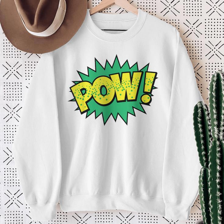 POW Vintage Superhero Comic Book Sound Effect Tshirt Sweatshirt Gifts for Old Women