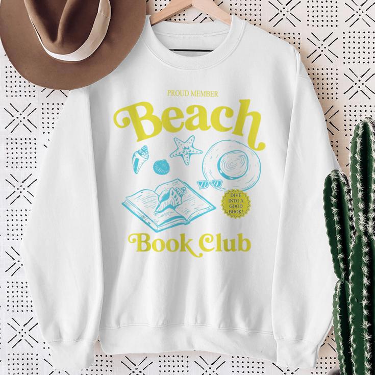 Proud Member Beach Book Club Retro Vintage Summer Bookish Sweatshirt Gifts for Old Women