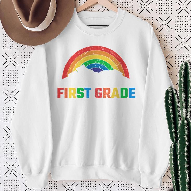 Rainbow Colors First Grade Squad Reading Book Graphic Sweatshirt Gifts for Old Women Rainbow Colors First Grade Squad Reading Book Graphic Sweatshirt Gifts for Old Women