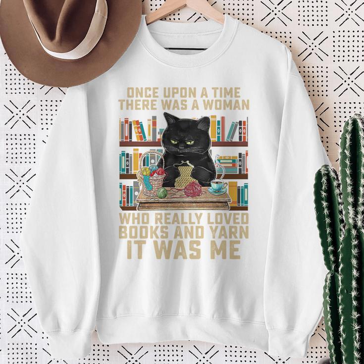 There Was A Woman Who Really Loved Books And Yarn Crocheting Sweatshirt Gifts for Old Women