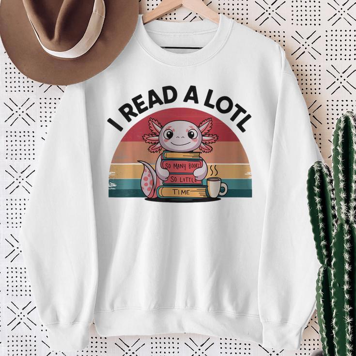 I Read Alotl Axolotl Retro Reading Books Lover Vintage Sweatshirt Gifts for Old Women