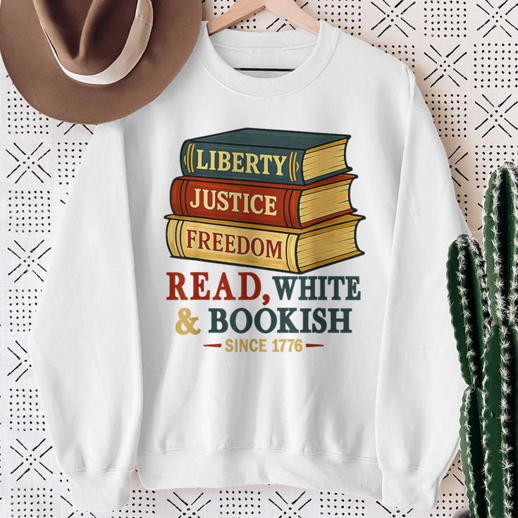Read & Bookish Since 1776 Books Patriot 4th Of July Sweatshirt Gifts for Old Women