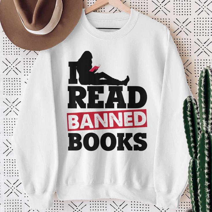 I Read Banned Books Banned Books Week Reading Women Sweatshirt Gifts for Old Women