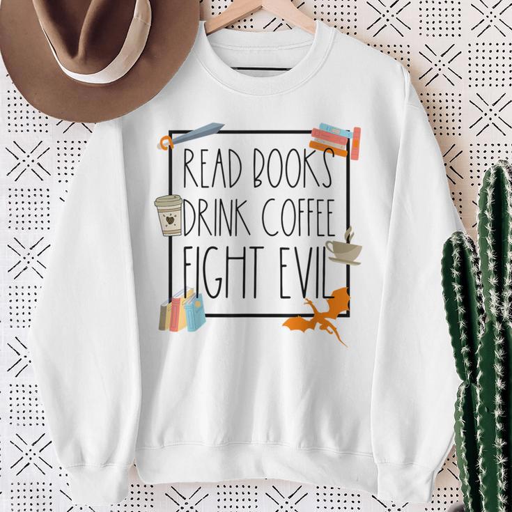 Read Books Drink Coffee Fight Evil Reading Book Lover Sweatshirt Gifts for Old Women Read Books Drink Coffee Fight Evil Reading Book Lover Sweatshirt Gifts for Old Women