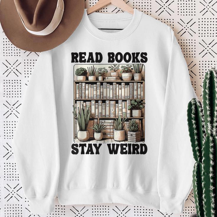 Read Books Stay Weird Book Lover Reading Sweatshirt Gifts for Old Women