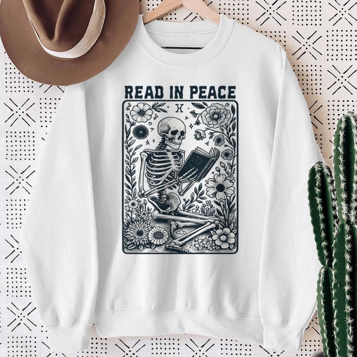 Read In Peace Book Lover Bookworm Skeleton Book Lover Performance Sweatshirt Gifts for Old Women
