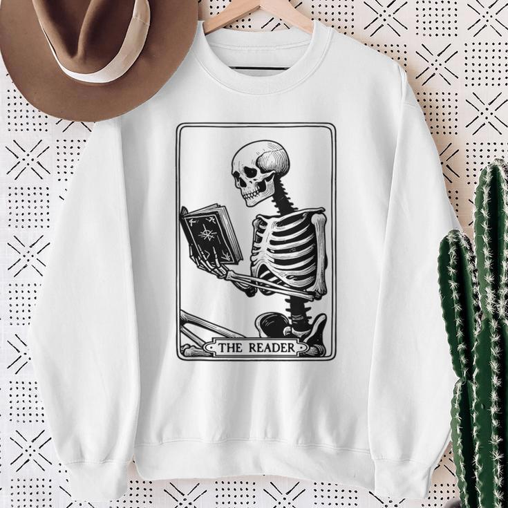 The Reader Tarot Card Skeleton Reading Book Books Sweatshirt Gifts for Old Women