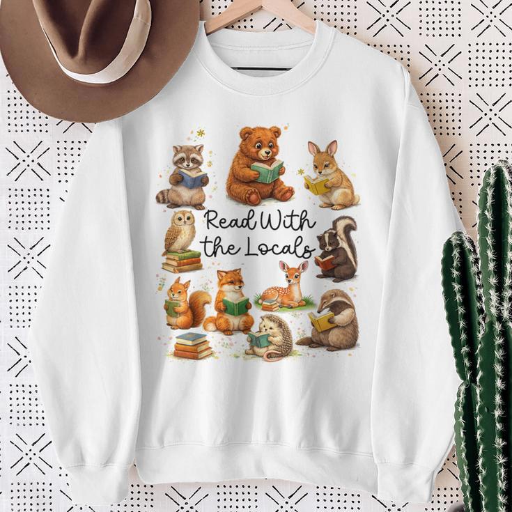 Reading Book Lover Bookish Camping Read With The Locals Sweatshirt Gifts for Old Women