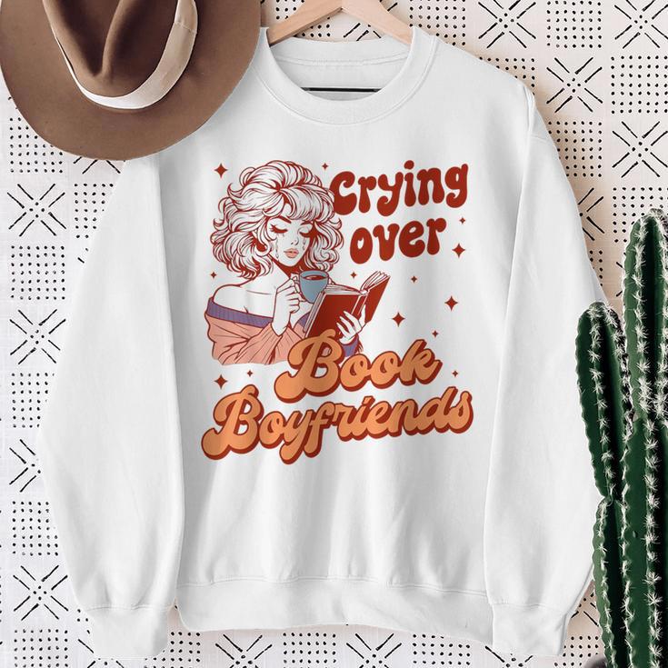 Reading Book Lover Bookish Crying Over Book Boyfriends Sweatshirt Gifts for Old Women