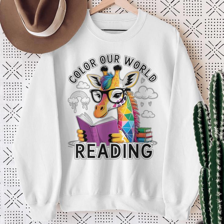 Reading Colors Our World Color Our World 2026 Reading Book Premium Tri-Blend Sweatshirt Gifts for Old Women