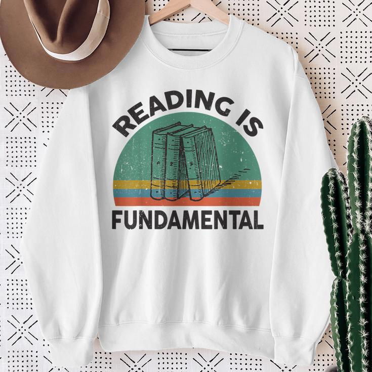 Reading Is Fundamental For Teacher Nerdy Book Lover Sweatshirt Gifts for Old Women