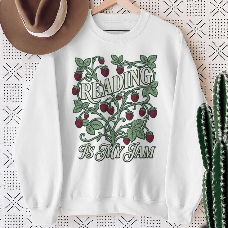 Reading Is My Jam Book Lover Botanical Strawberry Art Comfort Colors Crop Top Sweatshirt Gifts for Old Women Reading Is My Jam Book Lover Botanical Strawberry Art Comfort Colors Crop Top Sweatshirt Gifts for Old Women