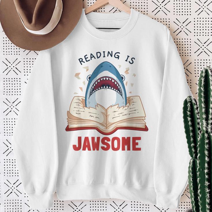 Reading Is Jawsome Bookworm Shark Book Lover For Kids Sweatshirt Gifts for Old Women
