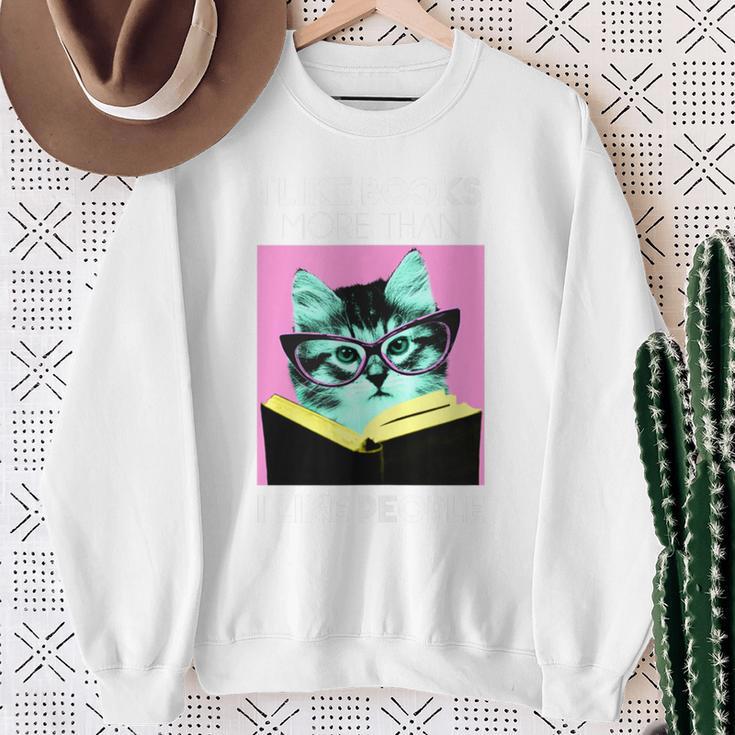 Reading Kitty I Like Books Sweatshirt Gifts for Old Women