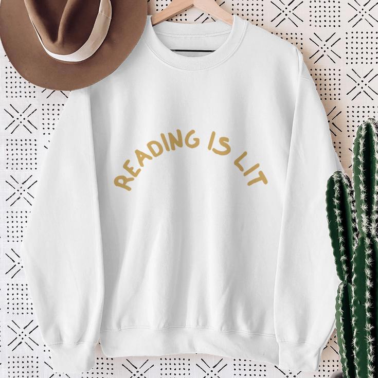 Reading Is Lit Book Lover Reading Teacher Sweatshirt Gifts for Old Women Reading Is Lit Book Lover Reading Teacher Sweatshirt Gifts for Old Women