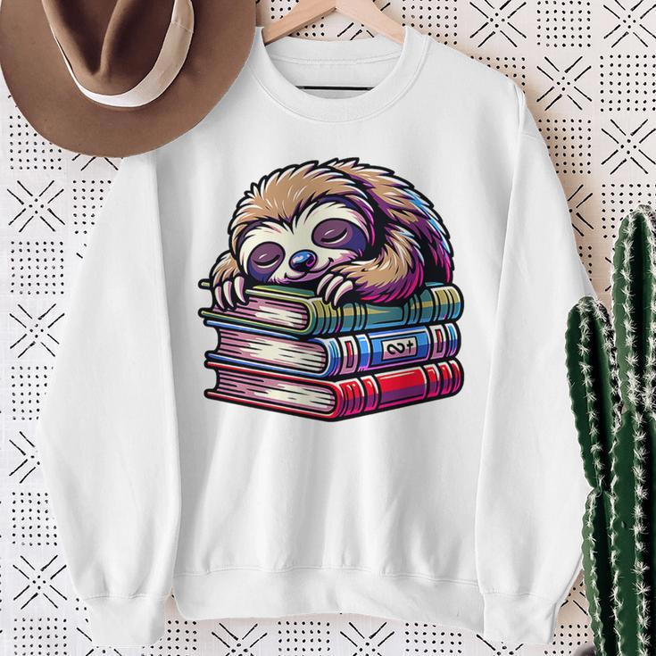 Reading Muffler Sloth On Stack Of Books Premium Tri-Blend Sweatshirt Gifts for Old Women