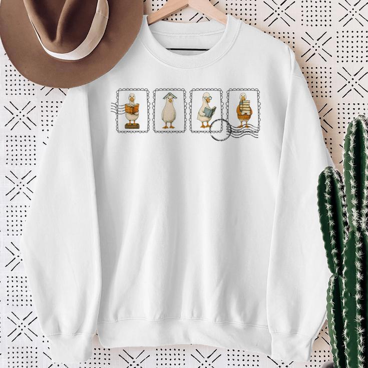 Reading Silly Goose Book Cute Bookish Teacher Stamp Sweatshirt Gifts for Old Women Reading Silly Goose Book Cute Bookish Teacher Stamp Sweatshirt Gifts for Old Women