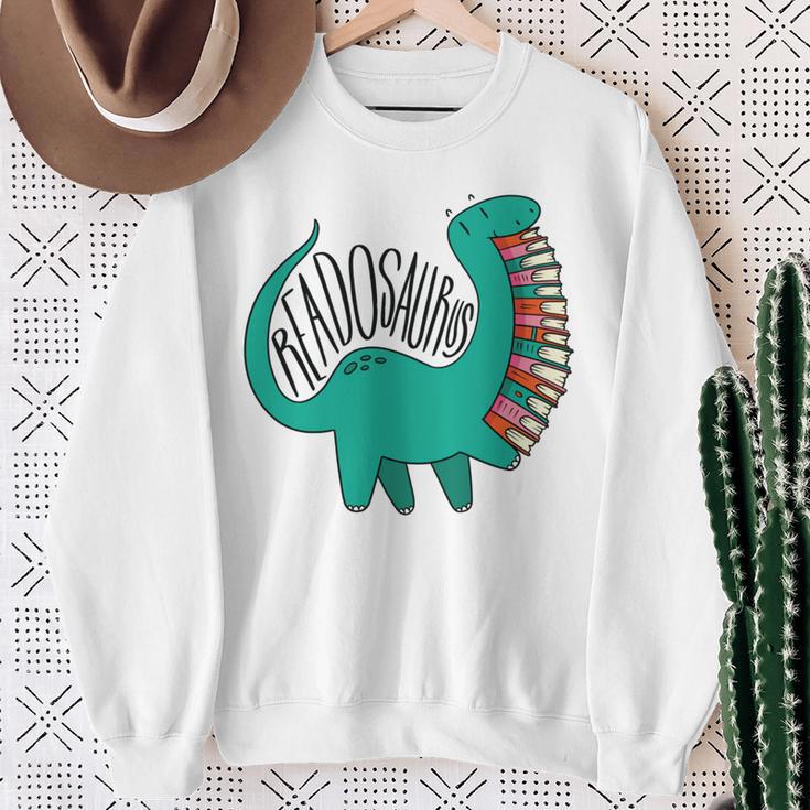 Readosaurus Cute Dinosaur Reading Books Reading Sweatshirt Gifts for Old Women