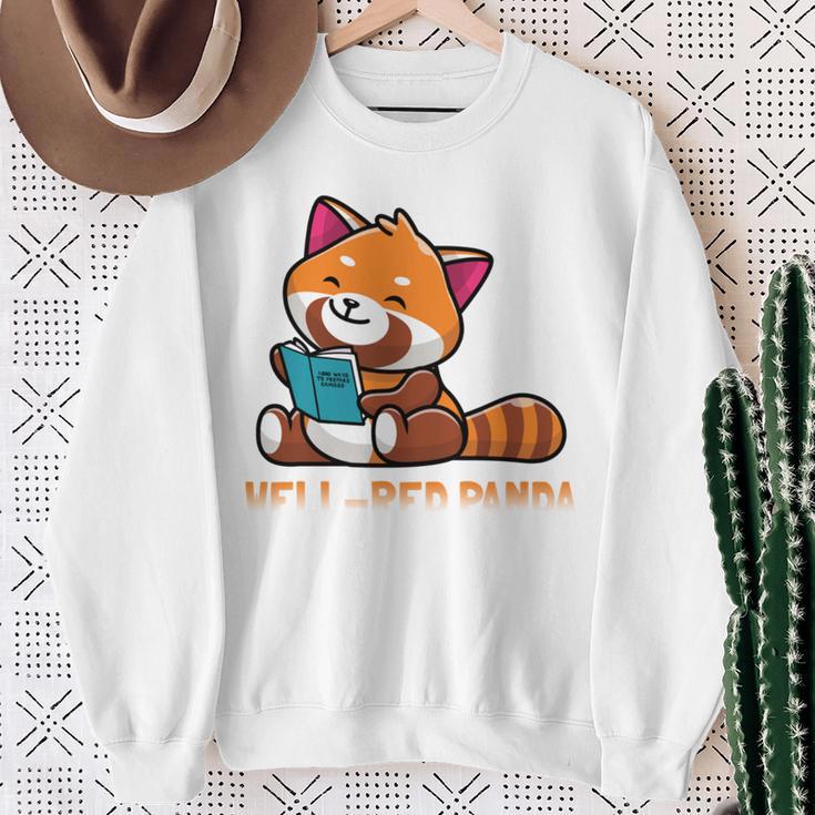 Well Red Panda Shirt Bookworm Reading Books Panda Sweatshirt Gifts for Old Women