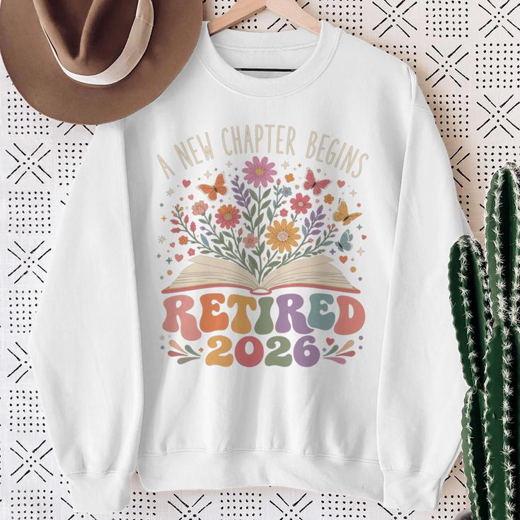 Retired 2026 A New Chapter Begins Floral Book Sweatshirt Gifts for Old Women