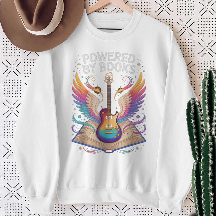 Rockstar Powered BY Books Reading Rocks Preschool Teacher Sweatshirt Gifts for Old Women