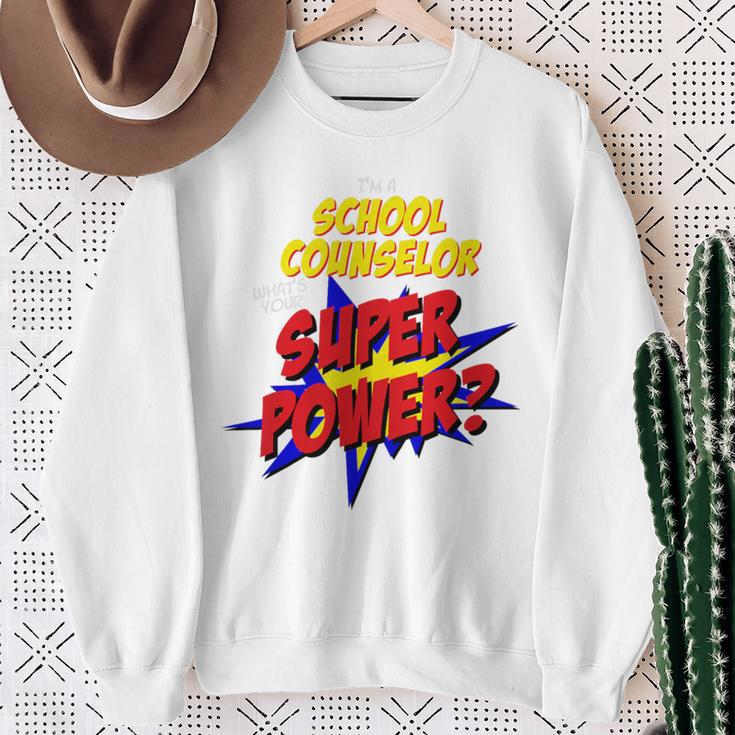 School Counselor Teacher Superhero Superpower Comic Book Premium Tri-Blend Sweatshirt Gifts for Old Women