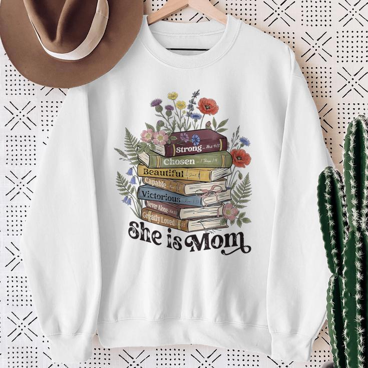 She Is Mom Christian Bible Mama Book Reading Sweatshirt Gifts for Old Women
