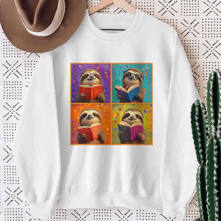 Sloth Love Reading And Sloths Child Book Lover Premium Tri-Blend Sweatshirt Gifts for Old Women