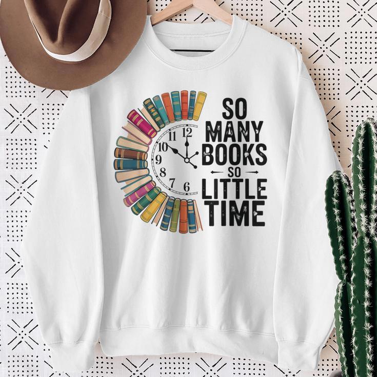 So Many Books Little Time Retro Bookish Book Lover Sweatshirt Gifts for Old Women