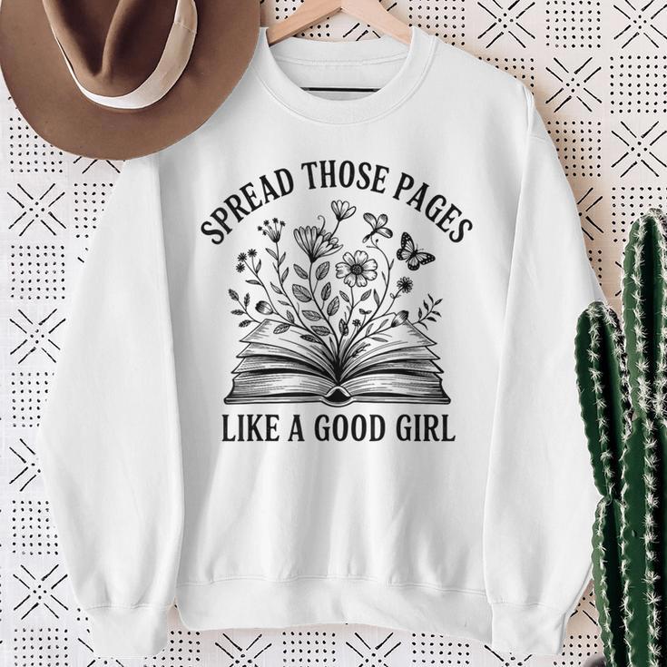 Spread Those Pages Like A Good Girl Book Lover Sweatshirt Gifts for Old Women