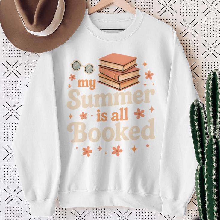 My Summer Is All Booked Book Lover Reading Vacation 2026 Comfort Colors Crop Top Sweatshirt Gifts for Old Women