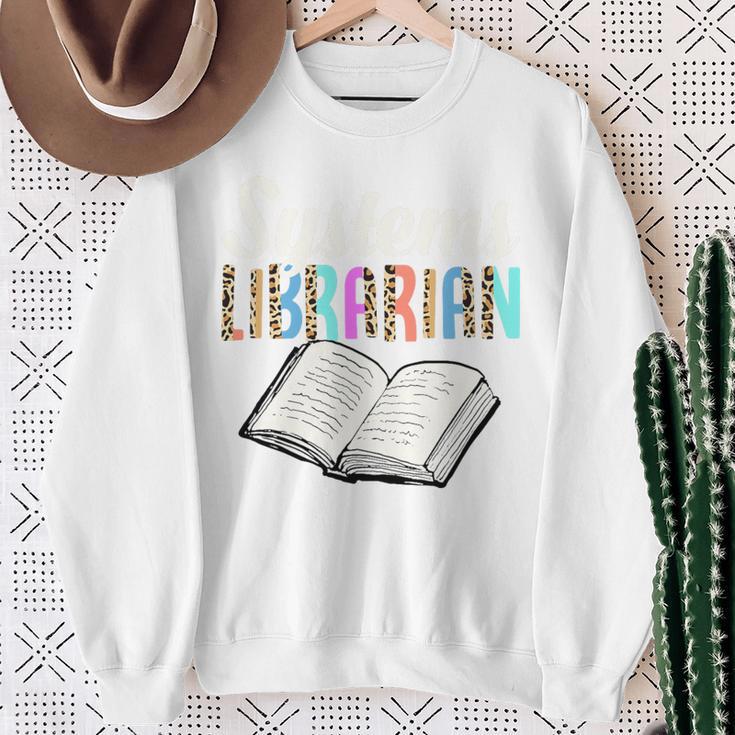Systems Librarian Leopard Print Library Book Graphic Premium Tri-Blend Sweatshirt Gifts for Old Women