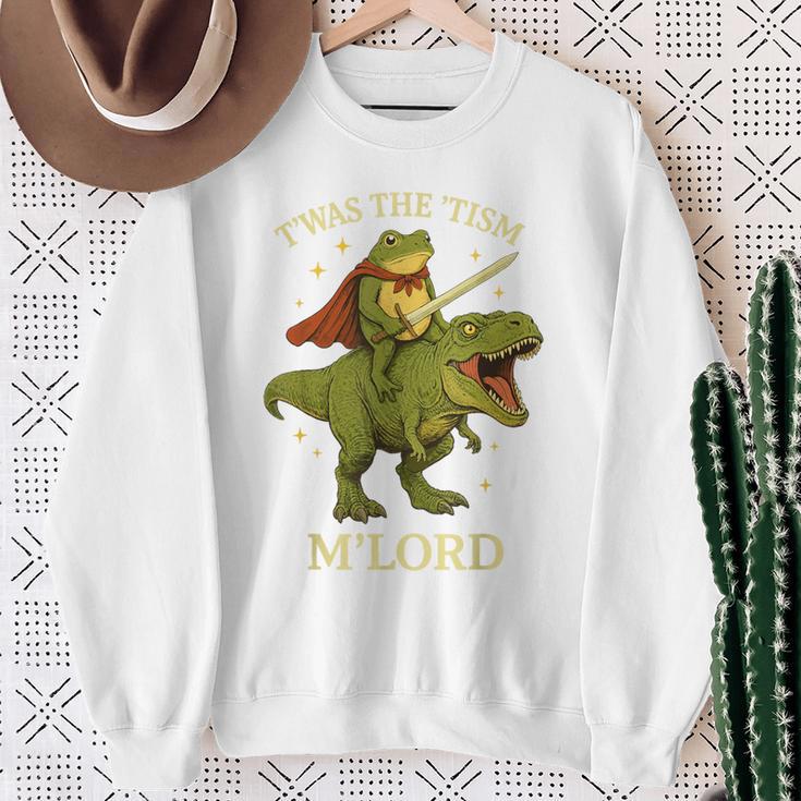 Twas The Tism M'lord Frog ライディング 恐竜 ファンタジー 中世 スウェットシャツ 年配の女性への贈り物