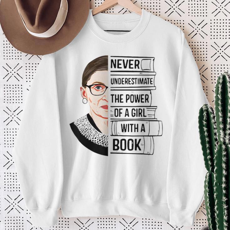 Never Underestimate The Power Of a Girl With a Book Reading Sweatshirt Gifts for Old Women