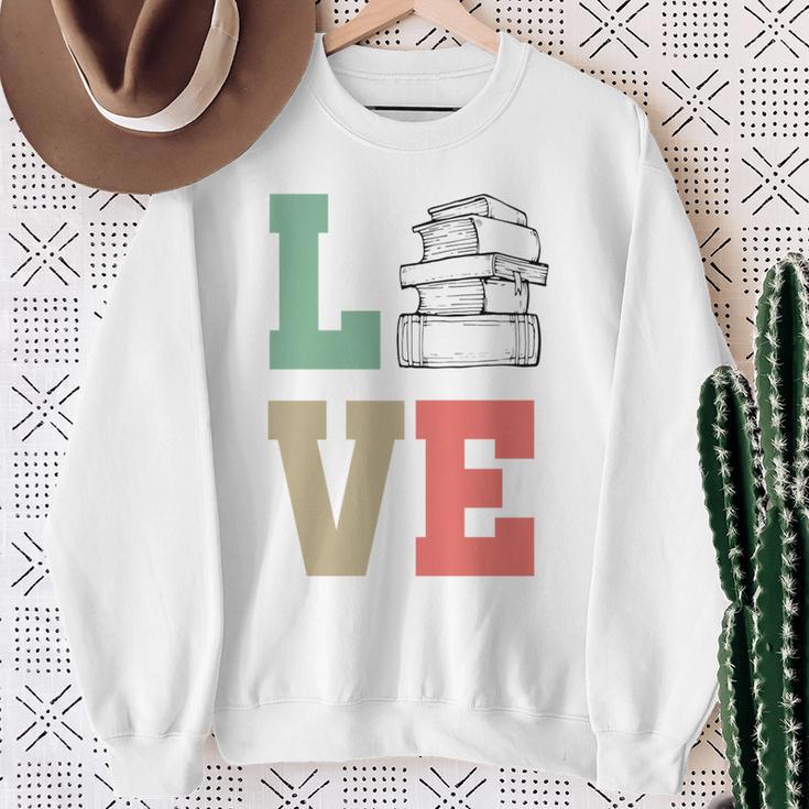 Valentines Day Book Lover Reading Sweatshirt Gifts for Old Women